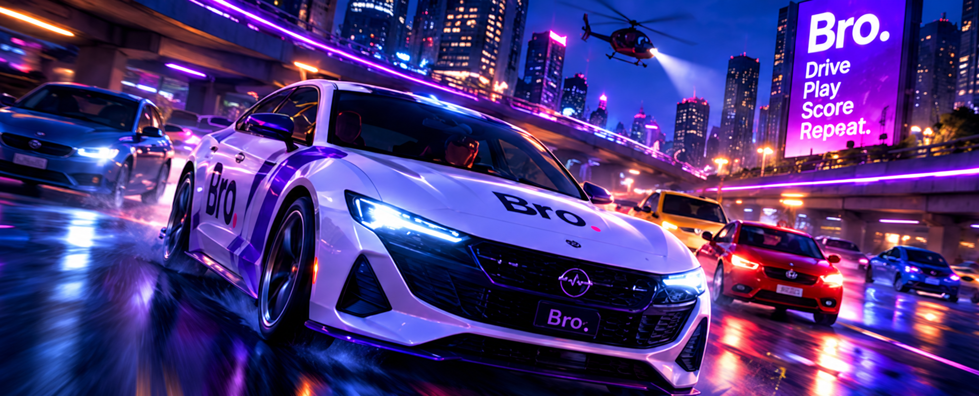Bro Drive cars moving through Johannesburg at night