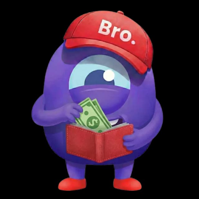 Wallet Bro mascot putting earnings in wallet